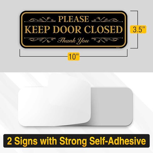 2PC Keep Door Closed At All Times Sign, 10 x 3.5 Inches - Aluminum - Strong Self-Adhesive - Please Close Door Sign in Saudi Arabia
