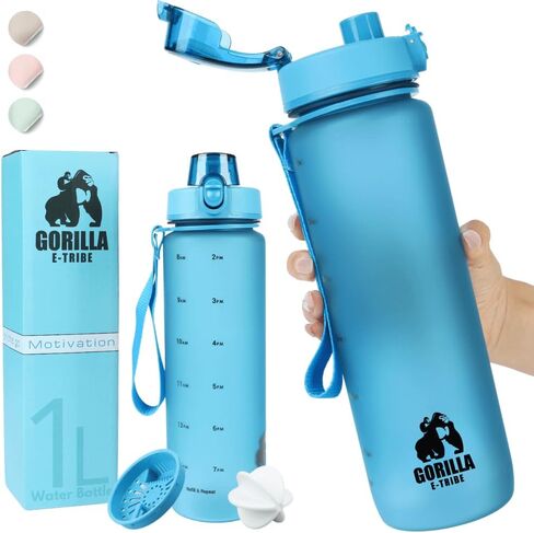 Pink Water Bottle Time Marker - Daily Intake Tracking - BPA Free & Leak Proof Protein Shake Bottle - Ideal for Gym, Office, School & Hiking - 32oz in Saudi Arabia