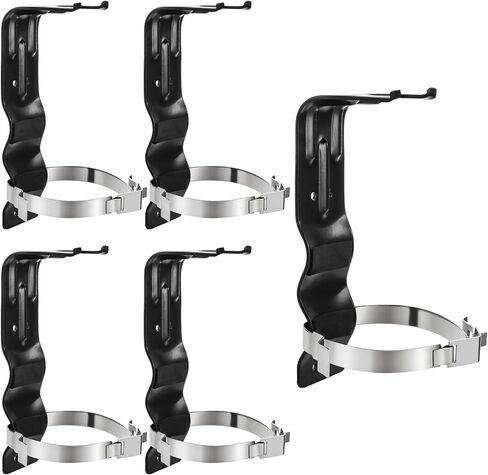 Fasmov 5 Pack Fire Extinguisher Bracket, 5 lb Wall Mount Stainless Steel Fire Extinguisher Holder, Heavy Duty Fire Extinguishers Holder for Home Truck Vehicle, Black in Saudi Arabia