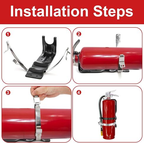Fasmov 5 Pack Fire Extinguisher Bracket, 5 lb Wall Mount Stainless Steel Fire Extinguisher Holder, Heavy Duty Fire Extinguishers Holder for Home Truck Vehicle, Black in Saudi Arabia