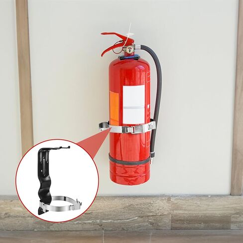 Fasmov 5 Pack Fire Extinguisher Bracket, 5 lb Wall Mount Stainless Steel Fire Extinguisher Holder, Heavy Duty Fire Extinguishers Holder for Home Truck Vehicle, Black in Saudi Arabia