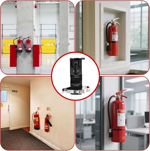 Fasmov 5 Pack Fire Extinguisher Bracket, 5 lb Wall Mount Stainless Steel Fire Extinguisher Holder, Heavy Duty Fire Extinguishers Holder for Home Truck Vehicle, Black in Saudi Arabia