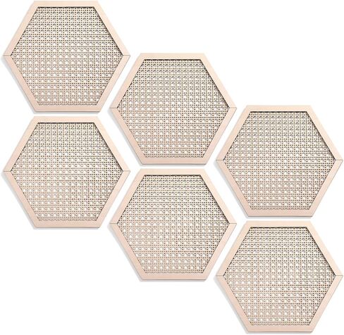Ripeng 6 Pcs 11.8 Inch Boho Hexagon Wall Decor Farmhouse Wood Earthy Hexagon Wall Panels Modern Hollow Carved Design Rustic Abstract Decor for Living Room Kitchen Bedroom in Kuwait