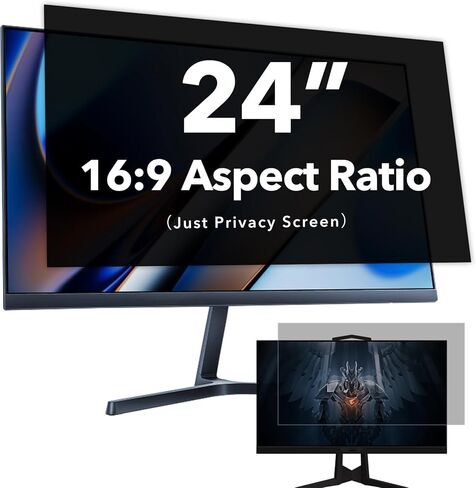 27 Inch Computer Privacy Screen for 16:9 Widescreen Monitor, Anti Glare Blue Light Filter, Anti-Scratch Computer Monitor Privacy Shield, Removable Privacy Screen Protector Film in Saudi Arabia