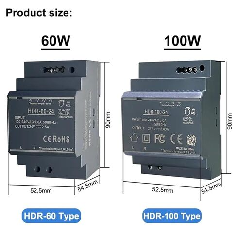 1PCS 15W 30W 60W 100W Ultrathin Switching Power Supply 5V 15V 12V 24V HDR DIN Rail Mounting(HDR-60-12V 4.5A) in Saudi Arabia
