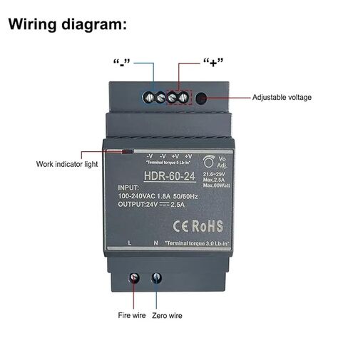1PCS 15W 30W 60W 100W Ultrathin Switching Power Supply 5V 15V 12V 24V HDR DIN Rail Mounting(HDR-60-12V 4.5A) in Saudi Arabia