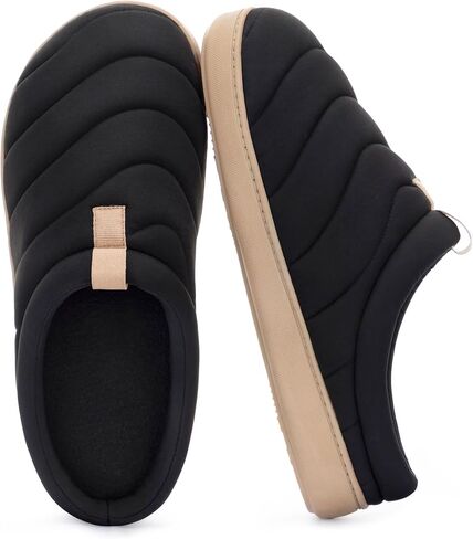 Zizor Men's Cozy Warm House Shoes Slippers Slip-On - Nylon Ski Fabric Water Resistant Indoor Outdoor Slippers with Fleece Lining, Hard Sole & Memory Foam Cushioning in Kuwait