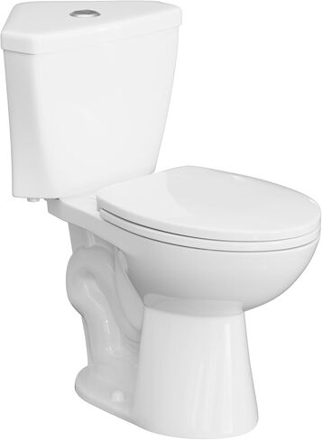 SUPERFLO 17.2 بوصة مرحاض زاوية ممدود، مراحيض مدمجة مكونة من قطعتين مع وعاء مرحاض بارتفاع مريح ومقعد إغلاق بطيء، مراحيض صغيرة للحمام الصغير - تدفق مزدوج 0.8/1.28 GPF in Kuwait