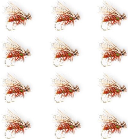 Elk Hair Caddis Dry Fly 12 Pack Brown and Olive - Hook Size 12-18, Flies for Fishing Trout Assortment, Fly Fishing Accessories, Floatant Hackle in Kuwait