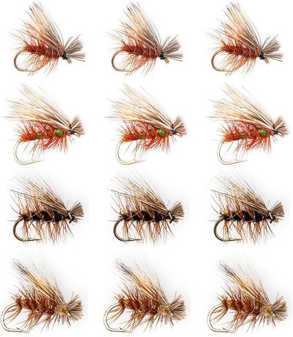 Elk Hair Caddis Dry Fly 12 Pack Brown و Olive - Hook Size 12-18 ، Flies for Fishing Trout Shortments ، وملحقات الصيد الذبابة ، Hackle العائمة in Kuwait