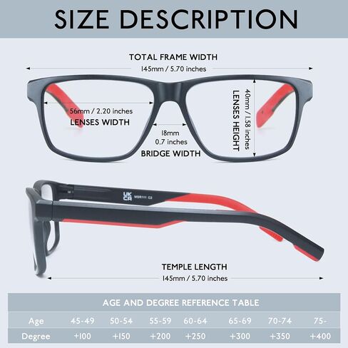 Large Reading Glasses Men Blue Light Blocking Readers Lightweight Wide Cheaters Glasses w/Rubber Arms+Spring Hinges in Saudi Arabia