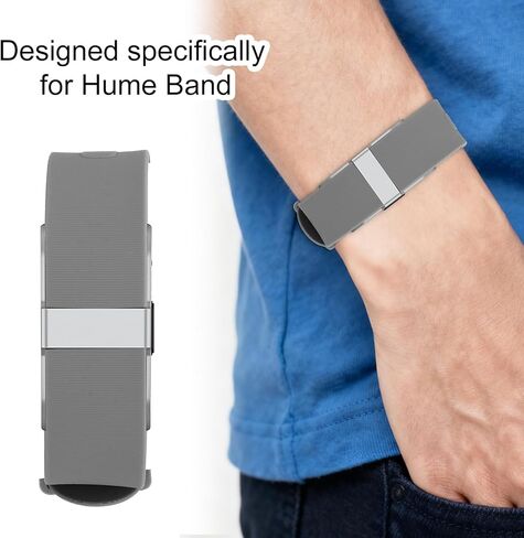 Replacement Loop for Hume Band, Silicone Woven Wristband Strap with Adjustable Metal Buckle for Hume Health Band Fitness Tracker All-Day Comfort Wear (Gray) in Saudi Arabia