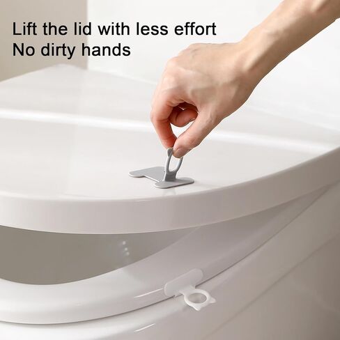 Toilet Seat Lifter, 4 Pcs Cute Silicone Toilets Lid Lifter, Toilet Handle Tabs Can Avoid Touching the Toilets, Toilet Accessories Tool for Home Bathroom, Office, Hotel (White, Gray) in Saudi Arabia