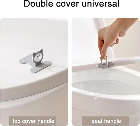 Toilet Seat Lifter, 4 Pcs Cute Silicone Toilets Lid Lifter, Toilet Handle Tabs Can Avoid Touching the Toilets, Toilet Accessories Tool for Home Bathroom, Office, Hotel (White, Gray) in Saudi Arabia