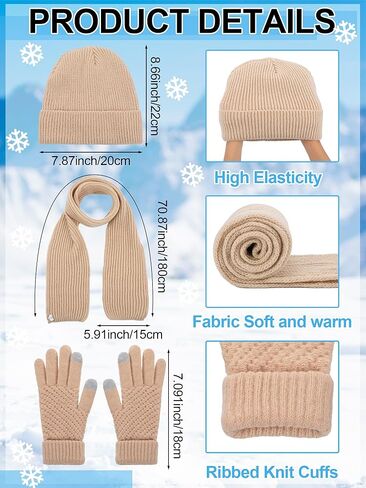Shihanee 16 Pcs 4 Sets Winter Hat Scarf Gloves Earmuffs Set for Women Gifts Winter for Family Friends Charity in Kuwait