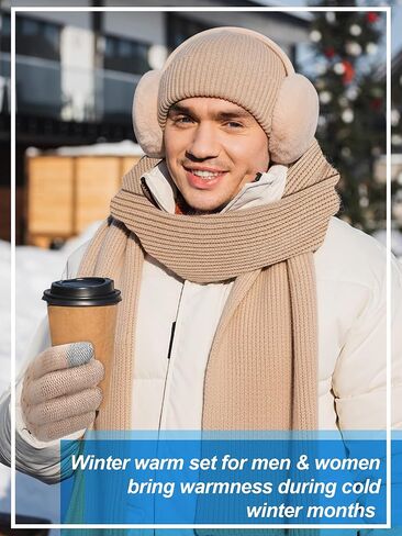 Shihanee 16 Pcs 4 Sets Winter Hat Scarf Gloves Earmuffs Set for Women Gifts Winter for Family Friends Charity in Kuwait