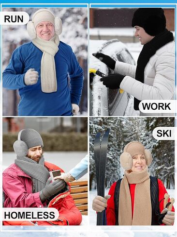 Shihanee 16 Pcs 4 Sets Winter Hat Scarf Gloves Earmuffs Set for Women Gifts Winter for Family Friends Charity in Kuwait