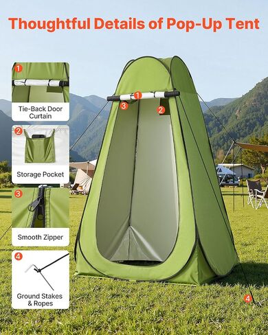 VEVOR Portable Toilet Kit, 330 lbs Load Capacity, Folding Camping Toilet with Pop-Up Privacy Tent, Outdoor Travel Potty for Adults with Carry Bags, Trash Bags, Suitable for RV Travel, Camping, Hiking in Saudi Arabia