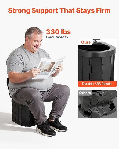 VEVOR Portable Toilet Kit, 330 lbs Load Capacity, Folding Camping Toilet with Pop-Up Privacy Tent, Outdoor Travel Potty for Adults with Carry Bags, Trash Bags, Suitable for RV Travel, Camping, Hiking in Saudi Arabia