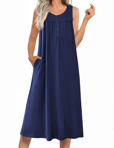 Ekouaer Nightgowns for Women Long Sleeveless Night Gowns Soft Sleepdress Victorian Nightdress with Pockets in Saudi Arabia