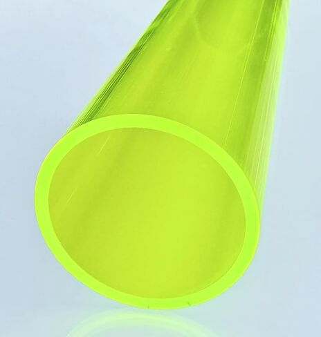 2 "OD x 1 3/4" ID x 24 "أنبوب شبكي من الأكريليك الشفاف الفلوري الأصفر الطويل - قطر بوصتين in Kuwait