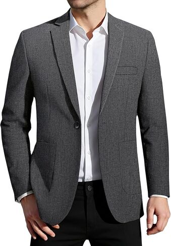 Men's Slim Fit Casual Blazer One Button Sport Coat Lightweight Suit Jacket with Patch Pocket in Saudi Arabia