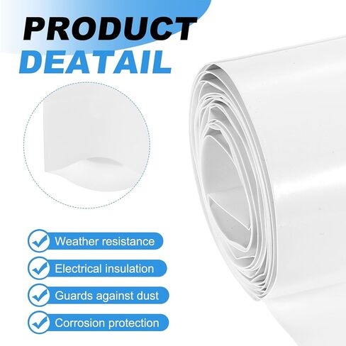 أنبوب تغليف انكماش حراري PVC من PATIKIL مقاس 2 بوصة (50 مم) عرض مسطح 9.9 أقدام (3 أمتار) طول، غلاف بطارية لـ 18650 21700 26650 بطارية ليثيوم DIY حزمة دبابيس LED، أبيض in Kuwait