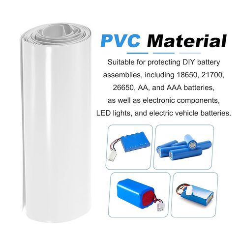 أنبوب تغليف انكماش حراري PVC من PATIKIL مقاس 2 بوصة (50 مم) عرض مسطح 9.9 أقدام (3 أمتار) طول، غلاف بطارية لـ 18650 21700 26650 بطارية ليثيوم DIY حزمة دبابيس LED، أبيض in Kuwait