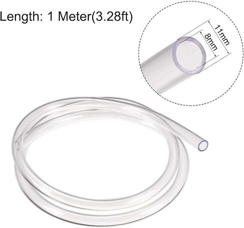 TOP-VIGOR 8mm(5/16") ID 11m(7/16") OD PVC Clear Vinyl Tubing, 1M(3.28ft) Length Food Grade Flexible Water Pipe, Plastic Tube for Transfer Water, Oil, Air, Powders & Fine Granules in Saudi Arabia