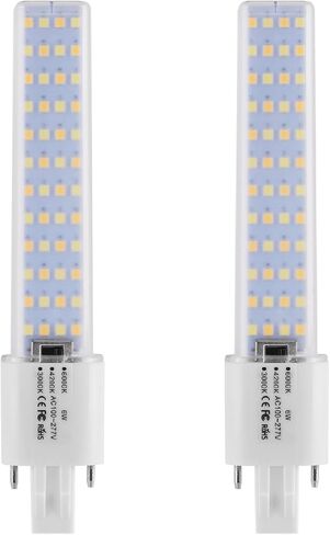 GX23 Base LED Bulbs 13W CFL Equivalent,2-Pin PL Horizontal LED Light,3 Color Selectable Warm White/Nature White/Cool White/ 360° Beam,100–277V Plug-and-Play,CFL Replacement,2 Pack. (GX23) in Saudi Arabia
