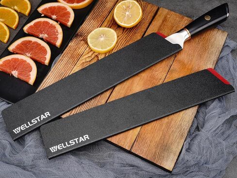 مجموعة واقيات حافة السكاكين من WELLSTAR، قطعتان من أغطية الشفرات العالمية مقاس 12 بوصة، وأغلفة شفرات طويلة واقية من مادة ABS خالية من مادة BPA، وأغطية سكاكين المطبخ المبطنة غير القابلة للخدش (السكاكين غير متضمنة) in Kuwait