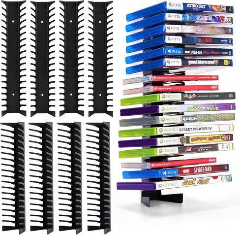 4 Pack Video Game Case Storage Wall Mount - Holds Up to 72 Disc Boxes,Metal Wall Mounted Game Case Holder for PS,DVD,Xbox Game Organizer in Kuwait