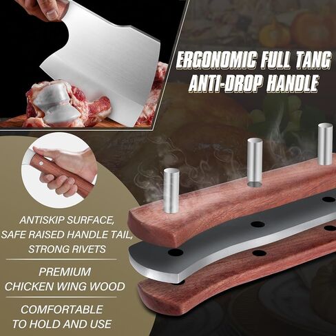 سكين تقطيع اللحوم من دريم ريتش، شديدة التحمل، مفرمة عظام من الفولاذ المقاوم للصدأ، فأس الجزار، سكين جزار مصنوع يدويًا، سكين تقطيع اللحوم للمطبخ والشواء في الهواء الطلق، هدايا عيد الميلاد للرجال والنساء in Kuwait