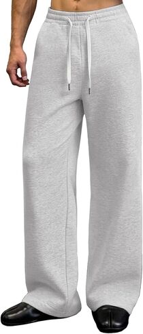 بنطلون رياضي فضفاض للرجال من Susclude، رباط خصر مرن قابل للتمدد واسع الساق، سروال رياضي كاجوال من القطن للتمرين in Kuwait