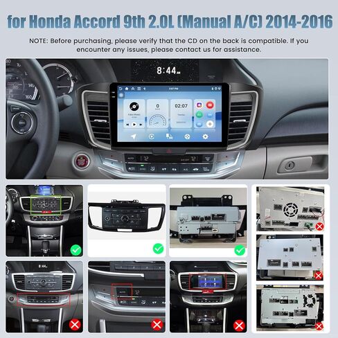 8 Core Car Radio for Honda Accord 9th 2.0L (Manual A/C) 2014 2015 2015 ، 10.1 inch HD IPS Touch Screens لراديو Yaris Bluetooth مع Carplay/Android Auto ، Bluetooth 5.0 ، 32EQ ، 1280 * 720 ، 4GB+64GB. in Saudi Arabia
