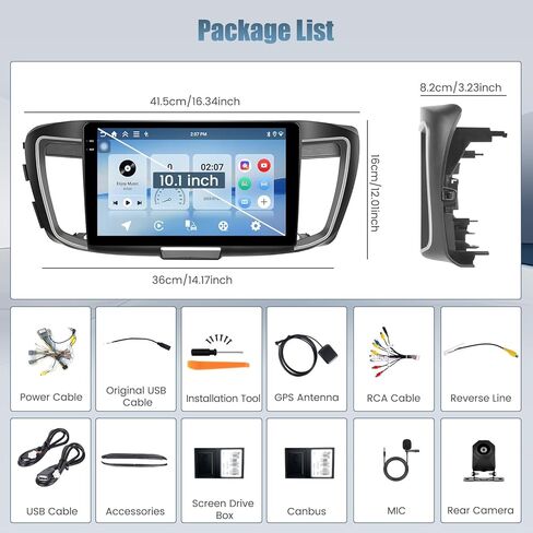 8 Core Car Radio for Honda Accord 9th 2.0L (Manual A/C) 2014 2015 2015 ، 10.1 inch HD IPS Touch Screens لراديو Yaris Bluetooth مع Carplay/Android Auto ، Bluetooth 5.0 ، 32EQ ، 1280 * 720 ، 4GB+64GB. in Saudi Arabia