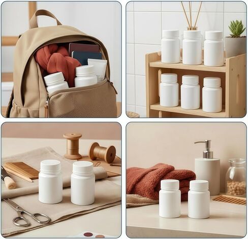 12 PCS 150 ML 5 OZ Plastic White Bottles Empty Container with Screw Cap Solid Powder Case Refillable Storage Holder Sample Jar for Dispense Different Items in Saudi Arabia