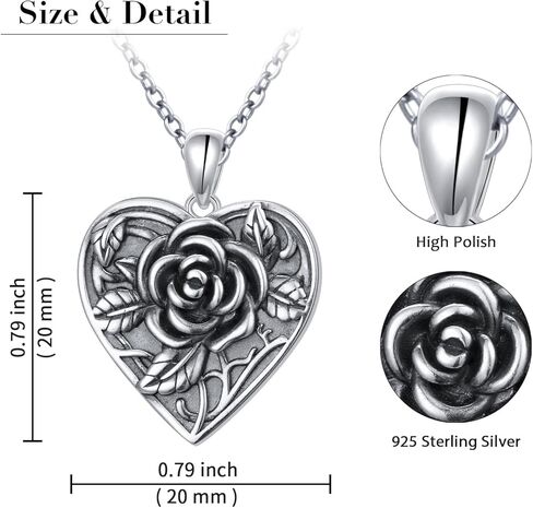 Ladytree 925 Sterling Silver Edelweiss Flower Heart Locket Necklace Hold 2 Photos Personalized Customized Picture Oxidized Flower Keepsake Pendant Necklace Memory Jewelry Birthday Gifts for Women in Saudi Arabia