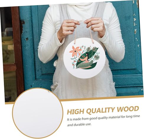 OSALADI 2pcs Blank Sublimation Hanging Wood Sign for DIY Crafts Unfinished Circle Plaque for Home Decoration in Saudi Arabia