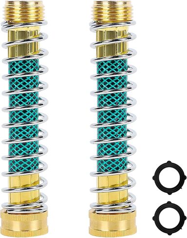 Triumpeek 2 Packs Garden Hose Extension Adapters, 5.7"L Hose Protectors with Coil Spring, Brass Hose/Pipe Connectors with 3/4" Threaded Hose Fittings in Kuwait