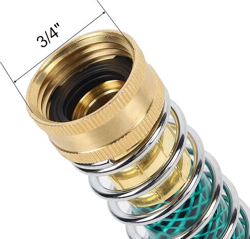 Triumpeek 2 Packs Garden Hose Extension Adapters, 5.7"L Hose Protectors with Coil Spring, Brass Hose/Pipe Connectors with 3/4" Threaded Hose Fittings in Kuwait