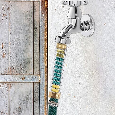 Triumpeek 2 Packs Garden Hose Extension Adapters, 5.7"L Hose Protectors with Coil Spring, Brass Hose/Pipe Connectors with 3/4" Threaded Hose Fittings in Kuwait