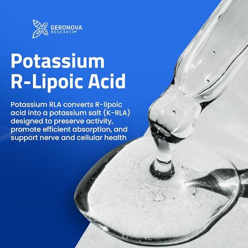 Geronova Research The R-Lipoic Solution, 2 fl oz – Potassium-Stabilized R-Lipoic Acid Liquid for Healthy Aging, Supports Nerve Health, and Cellular Balance – Fast-Absorbing 3-Ingredient RLA Drops in Saudi Arabia