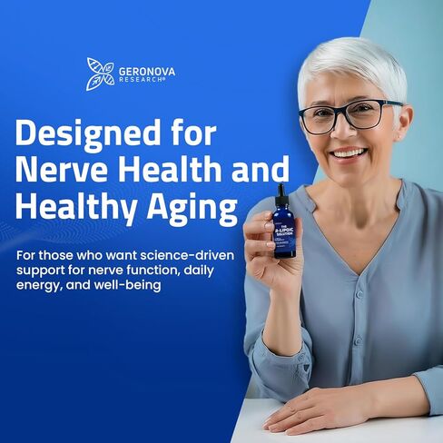 Geronova Research The R-Lipoic Solution, 2 fl oz – Potassium-Stabilized R-Lipoic Acid Liquid for Healthy Aging, Supports Nerve Health, and Cellular Balance – Fast-Absorbing 3-Ingredient RLA Drops in Saudi Arabia