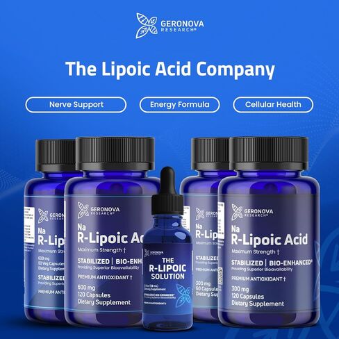 Geronova Research The R-Lipoic Solution, 2 fl oz – Potassium-Stabilized R-Lipoic Acid Liquid for Healthy Aging, Supports Nerve Health, and Cellular Balance – Fast-Absorbing 3-Ingredient RLA Drops in Saudi Arabia