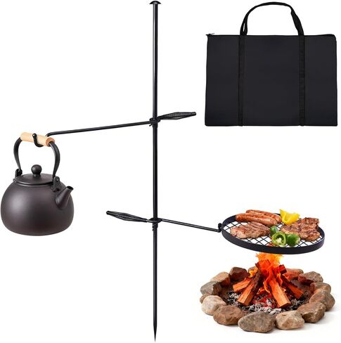 Vingli دوار التخييم شواية Firepit ، طي القابلة للطي الصلب صر مع الشبكات وحقيبة التخزين ، 360 درجة قابلة للتعديل ، معدات الطهي في الهواء الطلق مفتوحة ، والأحزاب ، والأنشطة ، والعائلات تستخدم 31 '× 17' × 32 '' in Saudi Arabia