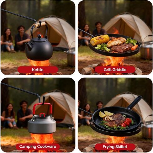 Vingli دوار التخييم شواية Firepit ، طي القابلة للطي الصلب صر مع الشبكات وحقيبة التخزين ، 360 درجة قابلة للتعديل ، معدات الطهي في الهواء الطلق مفتوحة ، والأحزاب ، والأنشطة ، والعائلات تستخدم 31 '× 17' × 32 '' in Saudi Arabia