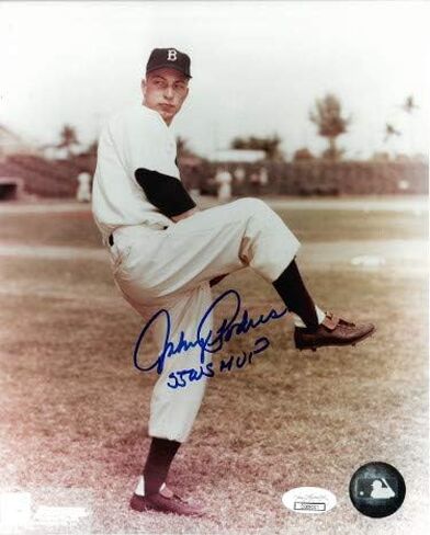 Athlon Sports CTBL-J16805 مقاس 8 × 10 بوصة. 55 WS MVP Johnny Podres موقّع على Brooklyn Dodgers Pitching Photo - JSA Hologram Wind Up - متوفى in Saudi Arabia