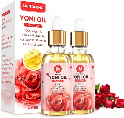2 Pack Yoni Oil for Women - Organic Rose Feminine Oil, Feminine Deodorant - pH Balance - Eliminates Odor - Yoni Moisturizer, 100% Natural Yoni Essential Oil, 1 fl oz/pc (Rose) in Saudi Arabia