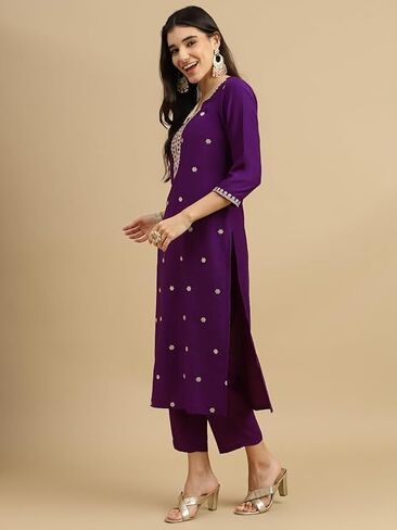 Women's Embroidered Chinon Kurta and Pant with Dupatta Ethnic Set Traditional Kurti for Women's in Saudi Arabia